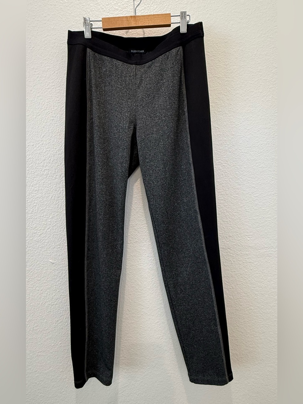 Eileen Fisher stretch jersey ankle leggings herringbone black tweed size S